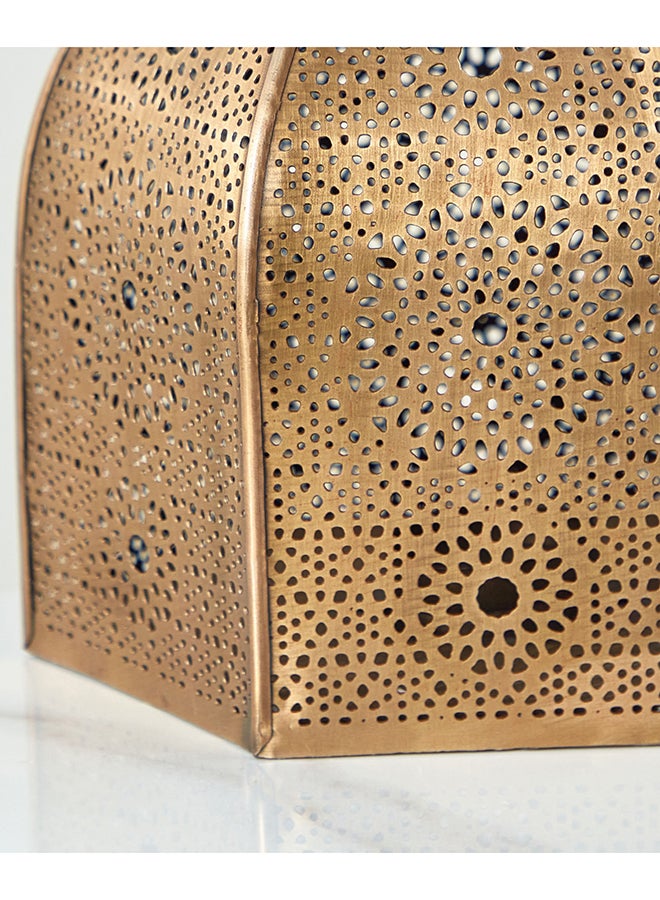 Home Box Isaba Antique Brass Metal Decorative Lantern - 17x17x21 cm - Image 4